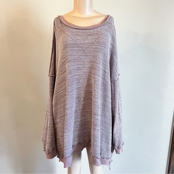 Free People We The Free So Fresh Oversized Slouchy Thermal Chestnut Sz Medium - Picture 2 of 10